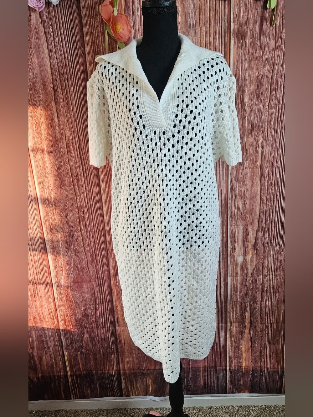 NWT Pretty Little Thing Plus Open Stitch Knit Coverup Dress Size XXL